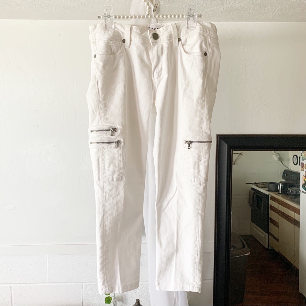 Paige White Cropped Ankle Jeans